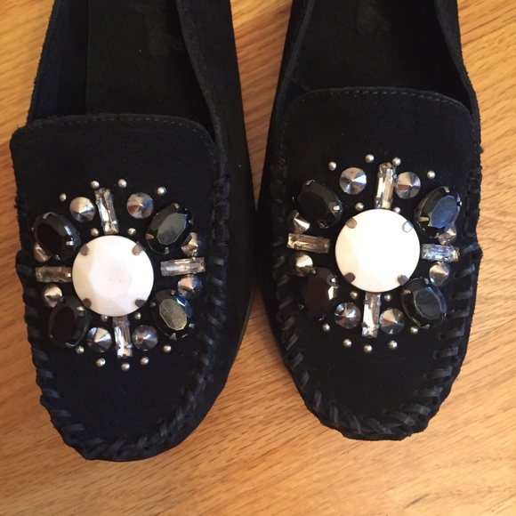 NEW Free People Black Suede Gemstone Moccasins - Picture 3 of 6